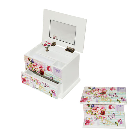 Ξύλινη Μπιζουτιέρα με Μουσική και Καθρέφτη 13x9x9cm