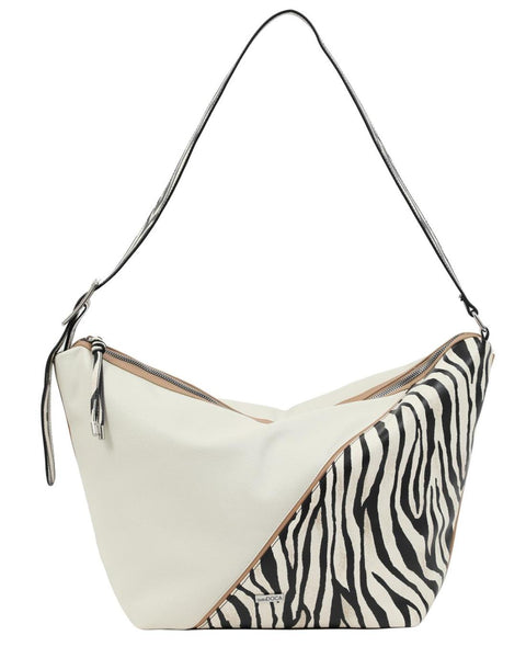 Γυναικεία τσάντα ώμου DOCA σε animal print άσπρο χρώμα με διακοσμητικές λεπτομέρειες και ρυθμιζόμενο λουράκι. ΤΠΤ070000