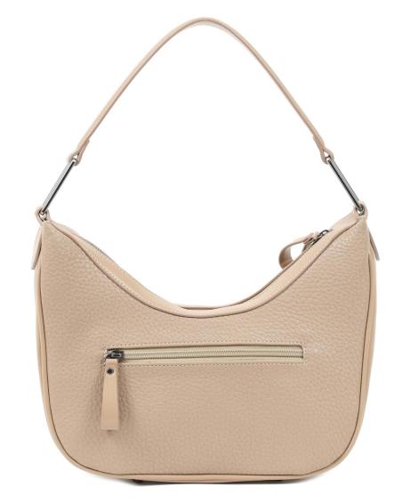 Γυναικεία τσάντα ώμου DOCA  σε μπεζ χρώμα με τρουκς, εξωτερική τσέπη και ημικυκλικό σχήμα. ΤΠΤ988000