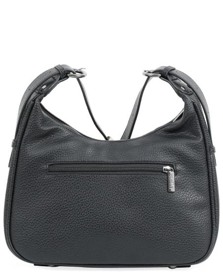 Γυναικεία τσάντα χιαστί DOCA σε μαύρο χρώμα με εξωτερική τσέπη, ημικυκλικό σχήμα και ρυθμιζόμενο λουράκι. ΤΠΤ025000