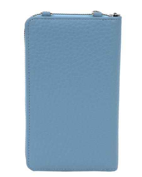 Γυναικεία τσάντα χιαστί θήκη κινητού DOCA σε γαλάζιο χρώμα με κλείσιμο με καπάκι, αποσπώμενο εξωτερικό τσαντάκι, αποσπώμενο/ρυθμιζόμενο ιμάντα και ανάγλυφη υφή. ΤΠΤ080000