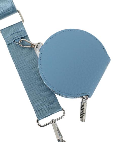 Γυναικεία τσάντα χιαστί θήκη κινητού DOCA σε γαλάζιο χρώμα με κλείσιμο με καπάκι, αποσπώμενο εξωτερικό τσαντάκι, αποσπώμενο/ρυθμιζόμενο ιμάντα και ανάγλυφη υφή. ΤΠΤ080000