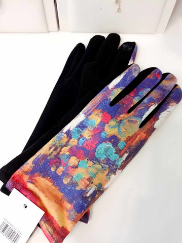 Γάντια onesize ελαστικά βελουτέ με εντυπωσιακό σχέδιο
