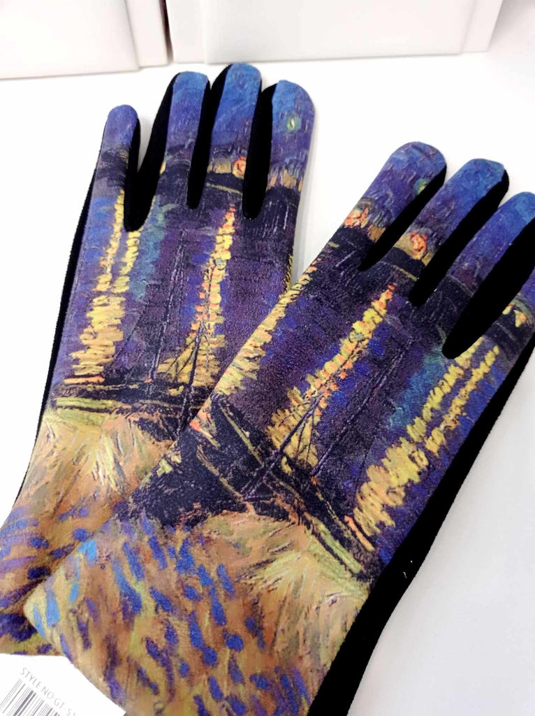 Γάντια onesize ελαστικά βελουτέ με εντυπωσιακό σχέδιο Κωδ:ΑΦ046590