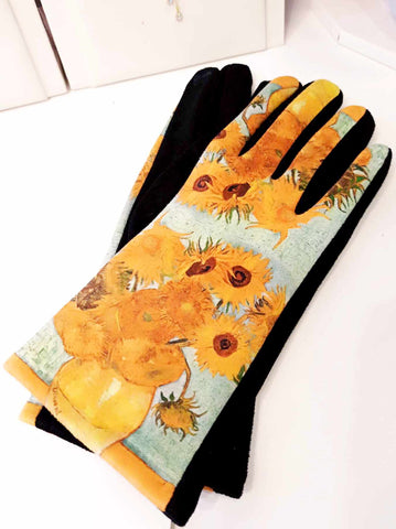 Γάντια onesize ελαστικά βελουτέ με εντυπωσιακό σχέδιο