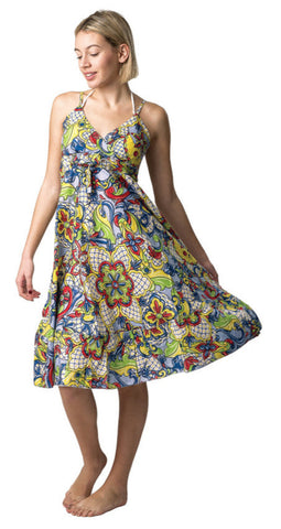 Φόρεμα με υπέροχο καλοκαιρινό μοτίβο  100% Βαμβάκι .    Ρ24035000