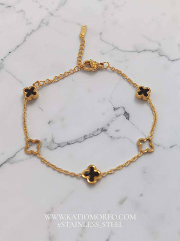 Ατσάλινο βραχιόλι σε περίτεχνο σχέδιο τύπου van cleef Β336000