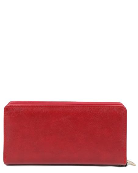 Πορτοφόλι DOCA σε κόκκινο χρώμα με διπλό φερμουάρ και διακοσμητικές λεπτομέρειες. ΤΠΠ470000