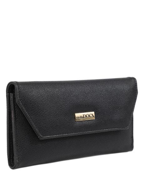Πορτοφόλι DOCA σε μαύρο χρώμα με ανάγλυφη υφή και κλείσιμο με καπάκι. ΤΠΠ473000