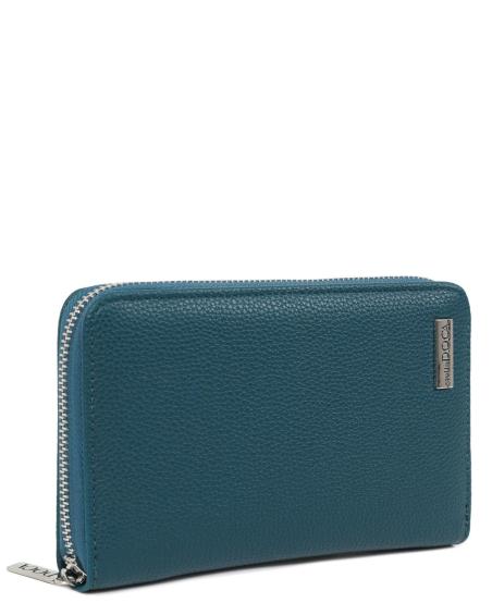 Πορτοφόλι DOCA σε πετρόλ χρώμα με μακρόστενο σχήμα. ΤΠΠ487000