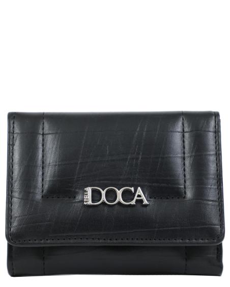 Πορτοφόλι DOCA σε μαύρο χρώμα με ανάγλυφη υφή και κλείσιμο με καπάκι. ΤΠΠ516000