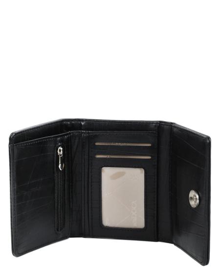 Πορτοφόλι DOCA σε μαύρο χρώμα με ανάγλυφη υφή και κλείσιμο με καπάκι. ΤΠΠ516000