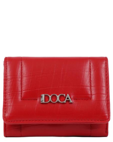 Πορτοφόλι DOCA σε κόκκινο χρώμα με διακοσμητικές λεπτομέρειες, ιδιαίτερη υφή και κλείσιμο με καπάκι. ΤΠΠ517000