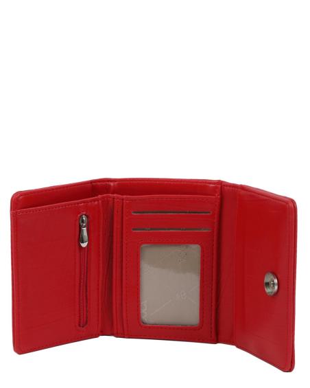 Πορτοφόλι DOCA σε κόκκινο χρώμα με διακοσμητικές λεπτομέρειες, ιδιαίτερη υφή και κλείσιμο με καπάκι. ΤΠΠ517000