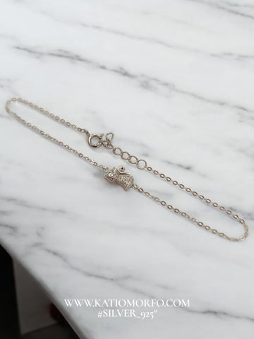 Χειροποίητο βραχιόλι γάτα με ζιργκόν σε Ασήμι 925° Β303000