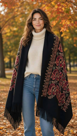 Εσάρπα Cashmere με κέντημα 70x180cm  Φ017000