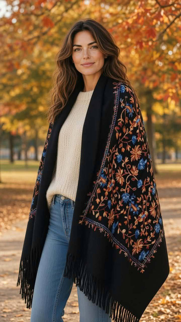 Εσάρπα Cashmere με κέντημα 70x180cm  Φ019000