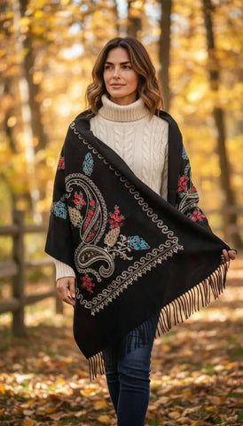 Εσάρπα Cashmere με κέντημα 70x180cm  Φ033000