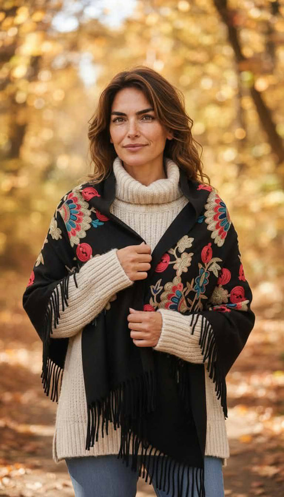 Εσάρπα Cashmere με κέντημα 70x180cm  Φ031000