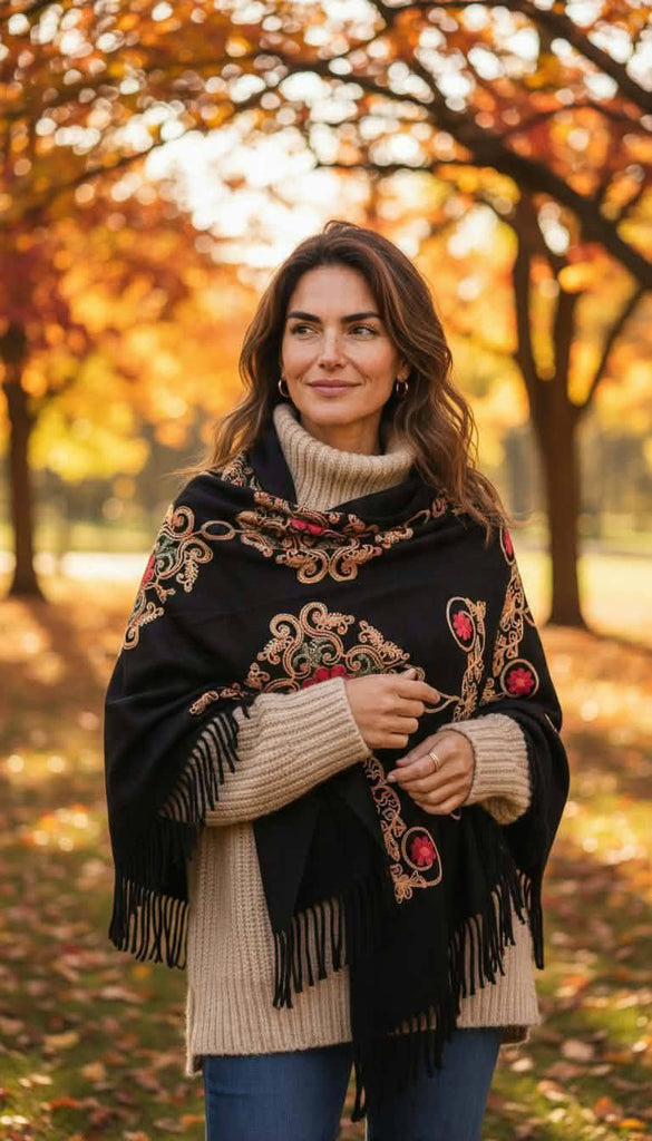 Εσάρπα Cashmere με κέντημα 70x180cm  Φ032000