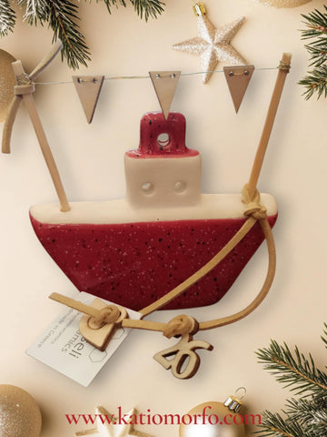 Χειροποίητο Γούρι Κεραμικό Καράβι  XM370000