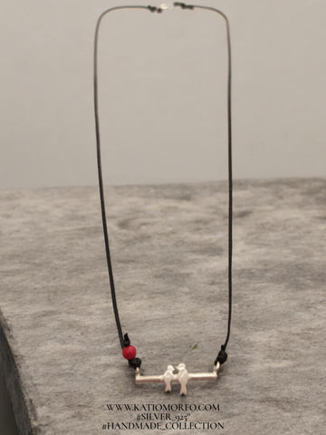 Χειροποίητο κολιέ πουλάκια σε ασήμι 925°. Κ279000