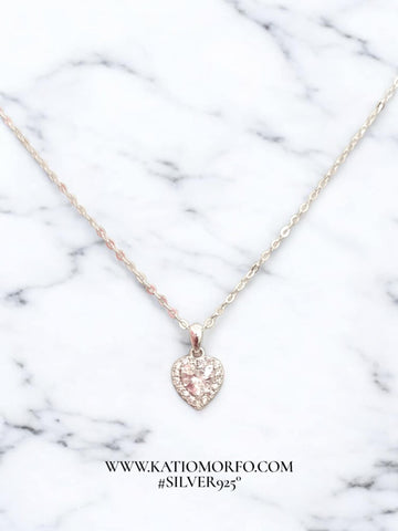 Χειροποίητο Κολιέ καρδιά σε Ασήμι 925° με ζιργκόν. Κ306000