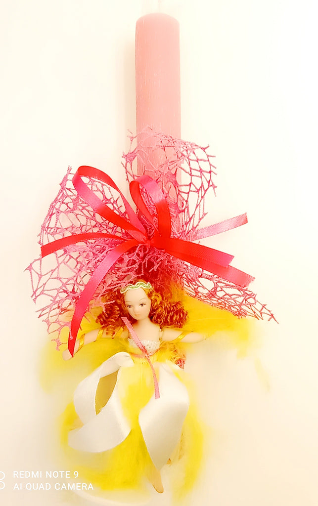Χειροποίητη λαμπάδα αρωματική με εντυπωσιακή πορσελάνινη κούκλα χορεύτρια Λ135000
