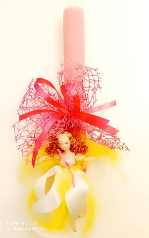Χειροποίητη λαμπάδα αρωματική με εντυπωσιακή πορσελάνινη κούκλα χορεύτρια Λ135000