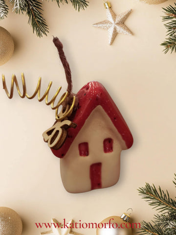 Χειροποίητο Γούρι Κεραμικό Σπιτάκι XM371000