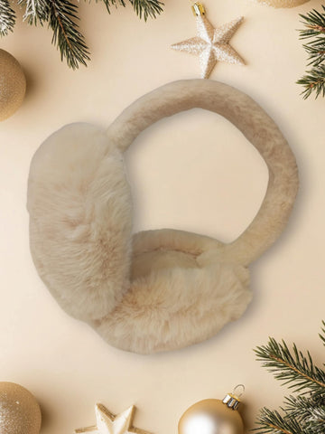 Γούνινα απαλά αυτάκια για το κρύο που διπλώνουν - μπεζ