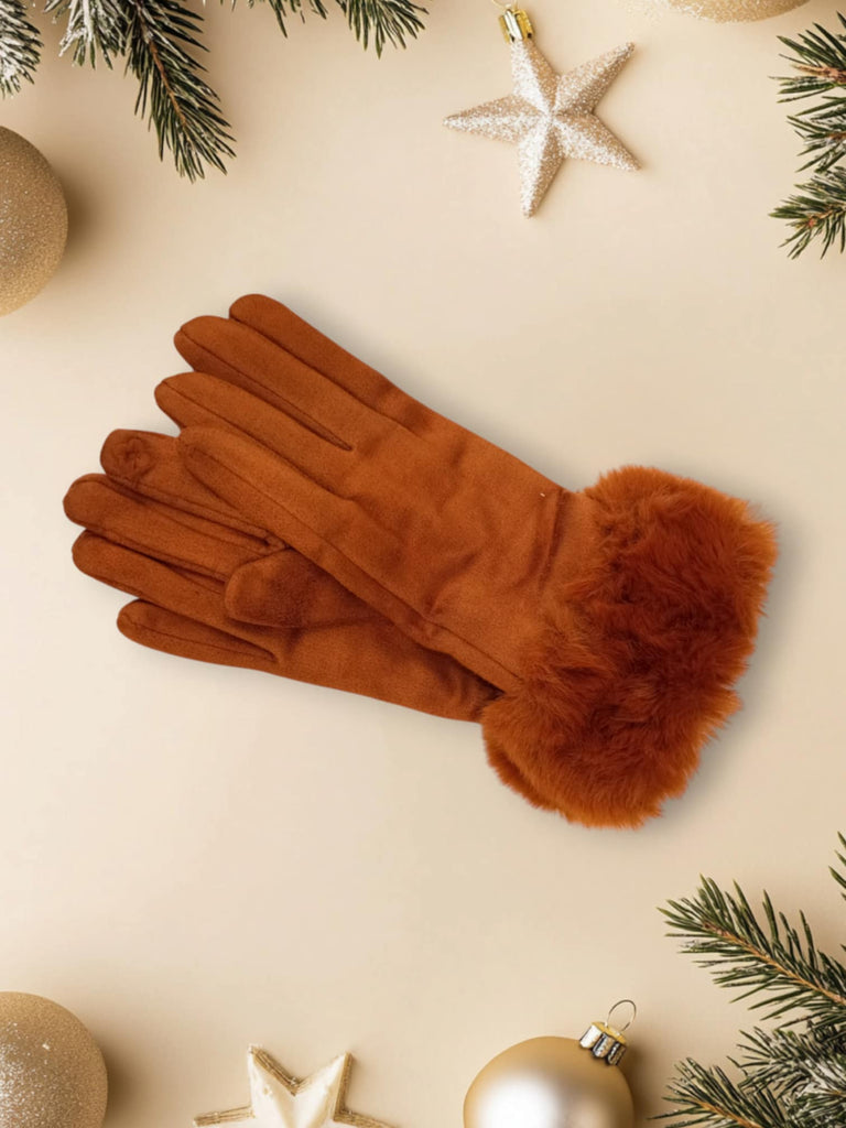 Γάντια βελουτε ελαστικά με Φλις επένδυση και γουνακι ΑΓ017000