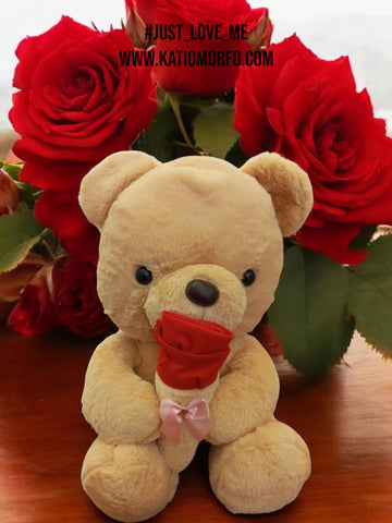Μεγάλος Αρκούδος ~47cm  με. τριαντάφυλλο 🌹