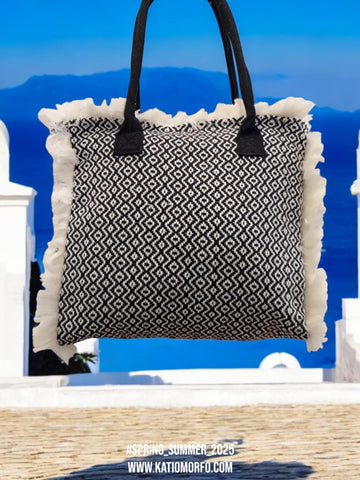 Τσάντα ώμου μεγάλη 100% βαμβάκι , σε boho σχέδιο  42*35*15cm    ΤΠΤ745000