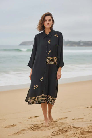 Μακριά πουκαμίσσα σε μαύρο χρώμα - 100% rayon Ρ26024000