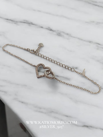 Χειροποίητο βραχιόλι καρδιά με ζιργκόν σε Ασήμι 925° Β305000