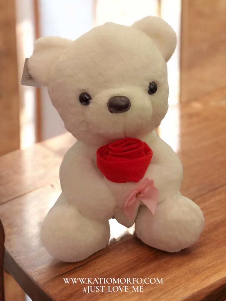 Μεγάλος Αρκούδος ~33cm  με τριαντάφυλλο 🌹
