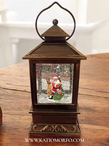 Φανάρι με Χριστουγεννιάτικη Παρασταση σε εντυπωσιακό μέγεθος με Μουσική , Φως και Χιόνι (λειτουργεί με ρεύμα & μπαταρίες)! περίπου 20cm.  XM355000