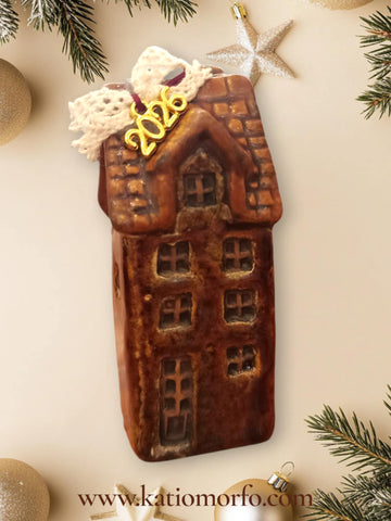 Χειροποίητο Γούρι Κεραμικό Σπιτάκι XM380000