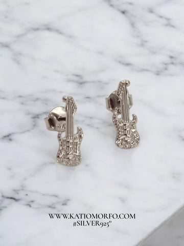 Χειροποίητα Σκουλαρίκια κιθάρα με ζιργκόν σε Ασήμι 925°. Σ599000