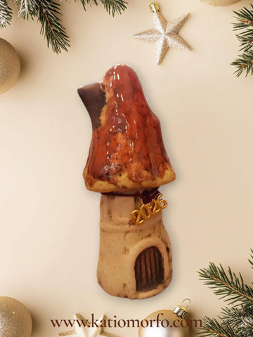 Χειροποίητο Γούρι Κεραμικό Σπίτι Μανιτάρι XM382000