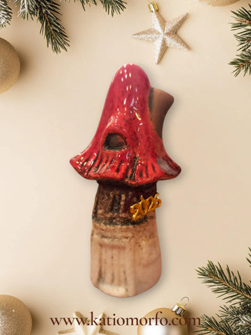 Χειροποίητο Γούρι Κεραμικό Σπίτι Μανιτάρι XM383000