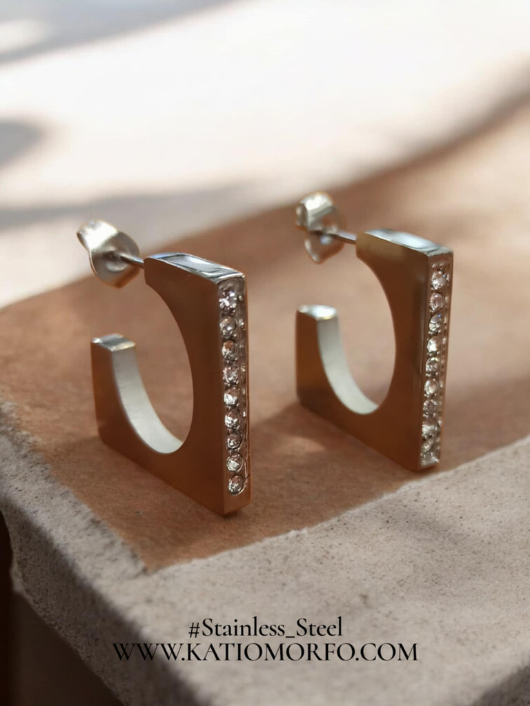 Σκουλαρίκια ατσάλινα σε καλλιτεχνικό σχέδιο Σ554000