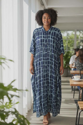 Μακρύ Φόρεμα - πουκαμίσσα σε έθνικ μοτίβο - 100 rayon  Ρ26038000