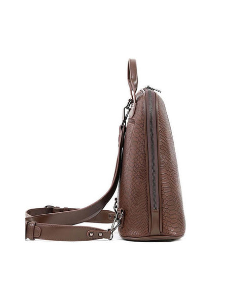 Tσάντα πλάτης DOCA σε καφέ χρώμα με διακοσμητικές λεπτομέριες  ΤΠΤ987000