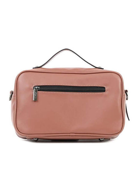 Tσάντα ώμου DOCA χιαστί σε ροζ χρώμα με ένα ιδιαίτερο σχέδιο με εξωτερικές τσέπες και διακοσμητικές λεπτομέρειες ΤΠΤ991000