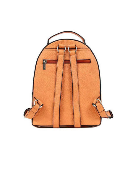 Τσάντα πλάτης DOCA σε πορτοκαλί χρώμα με εξωτερική τσέπη και ανάγλυφη υφή. ΤΠΤ289000