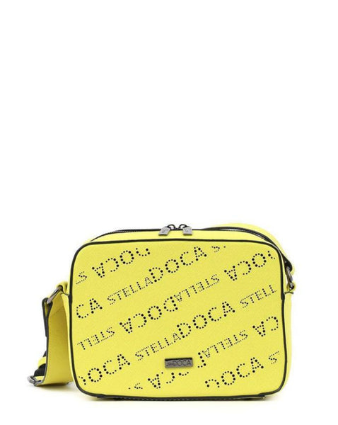 Γυναικεία τσάντα χιαστί DOCA σε κίτρινο χρώμα με διάτρητο σχέδιο. ΤΠΤ213000