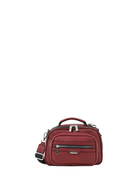 Γυναικεία τσάντα DOCA χιαστί σε κόκκινο χρώμα με εξωτερική τσέπη. ΤΠΤ244000