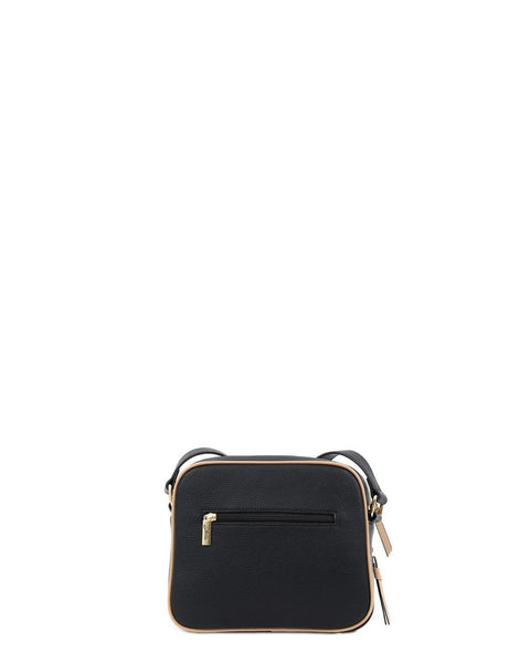 Τσάντα DOCA χιαστί σε μαύρο χρώμα με μπεζ λωρίδα. ΤΠΤ190000